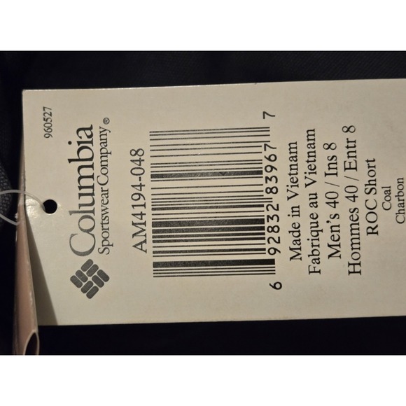 NEW COLUMBIA Mens Shorts Size 40 Dark Gray‎ NWT Coal ROC - Picture 4 of 4